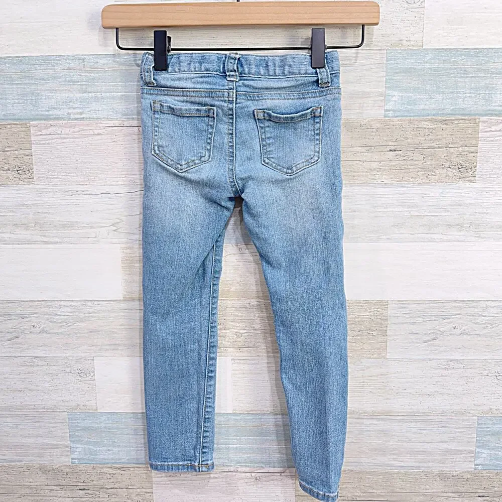 Cat & Jack Stretch Denim Sequin Distressed Skinny Jeans Blue Toddler Girls 5T